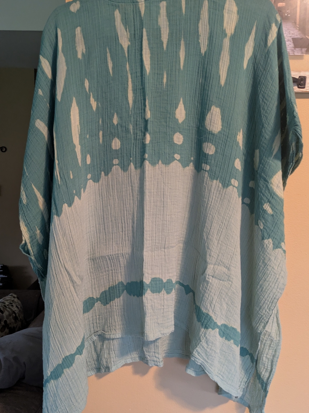 Pure J Jill Abstract Cotton Gauze Poncho in Shades Of Green Size S-L Like New - Picture 2 of 3